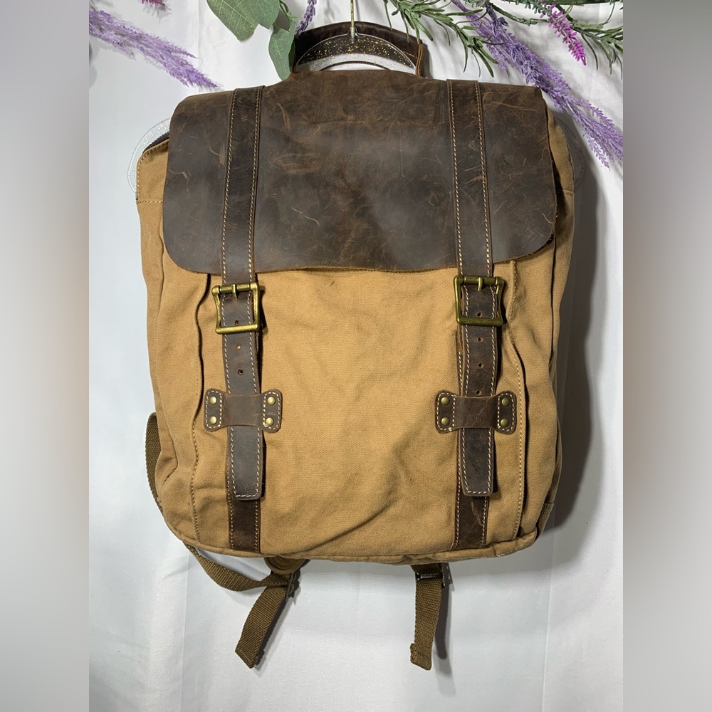 Gootium Leather & Canvas Book Bag EUC